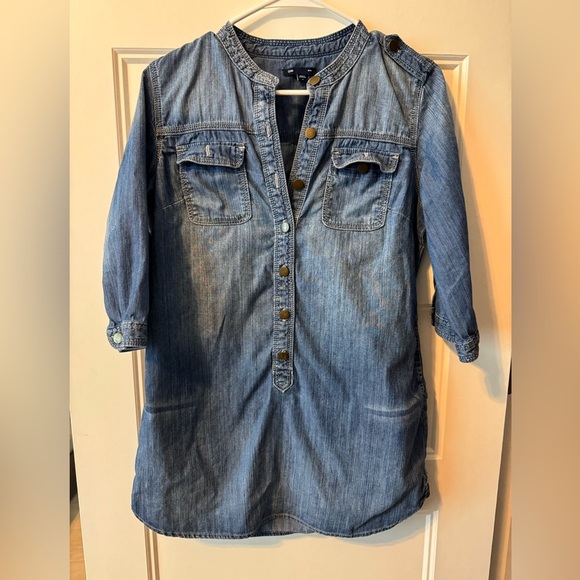 Gap Distressed Denim Chambray Short Dress - Picture 1 of 8
